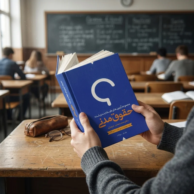 دانشجویان وکالت که از کتاب تست مدنی دکتر شهبازی برای آزمون استفاده میکنند.